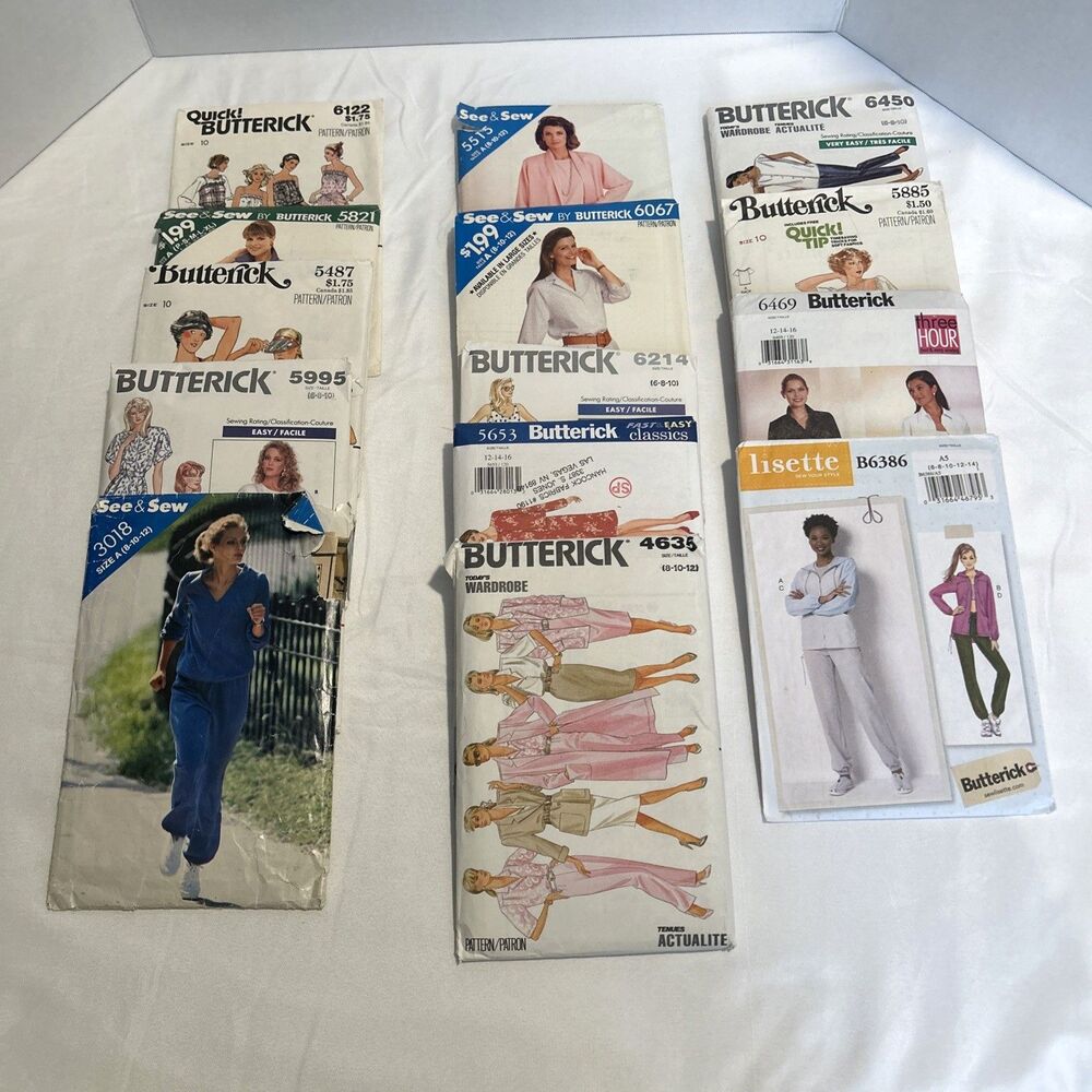 Vintage Butterick Sewing Pattern Lot See & Sew 1970s 1980s Dresses Uncut Mixed